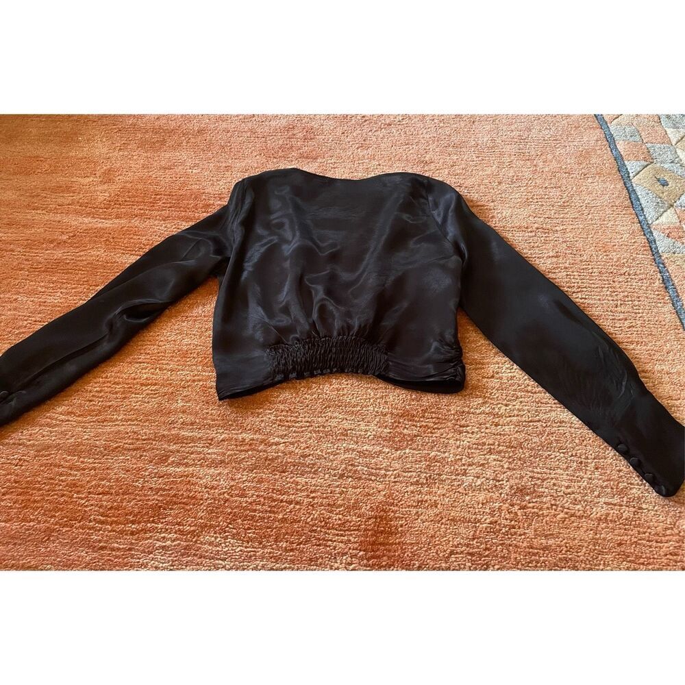 Zara Women's Long Sleeve Black Satin Twist Front Top Size S - Picture 10 of 11